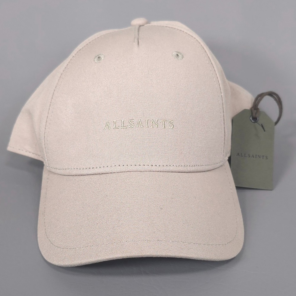 ALLSAINTS New Unisex Logo Baseball Cap Taupe Cotton One Size AS101148C